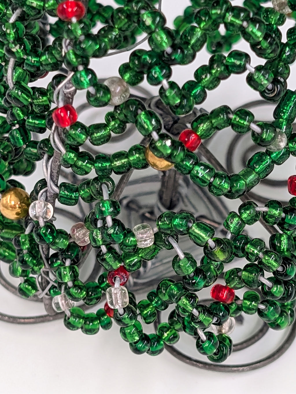 Hand-Beaded Wire Christmas Trees – Green & Mini Red