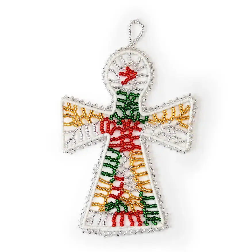 Beaded Cross Ornament - Christmas tree