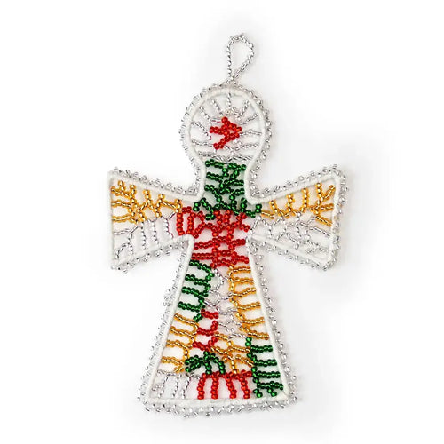Beaded Cross Ornament - Christmas tree