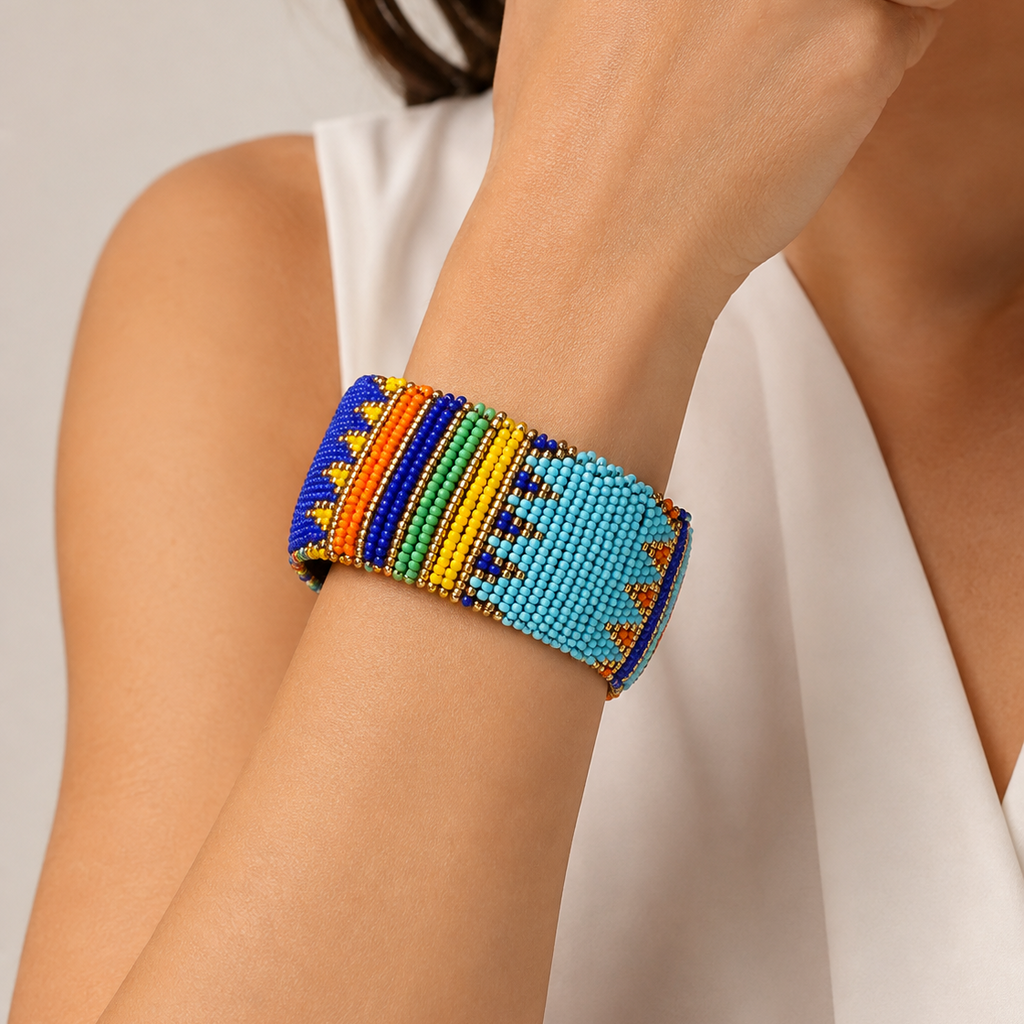 Beaded Bangle Bracelet - Handmade African jewelry
