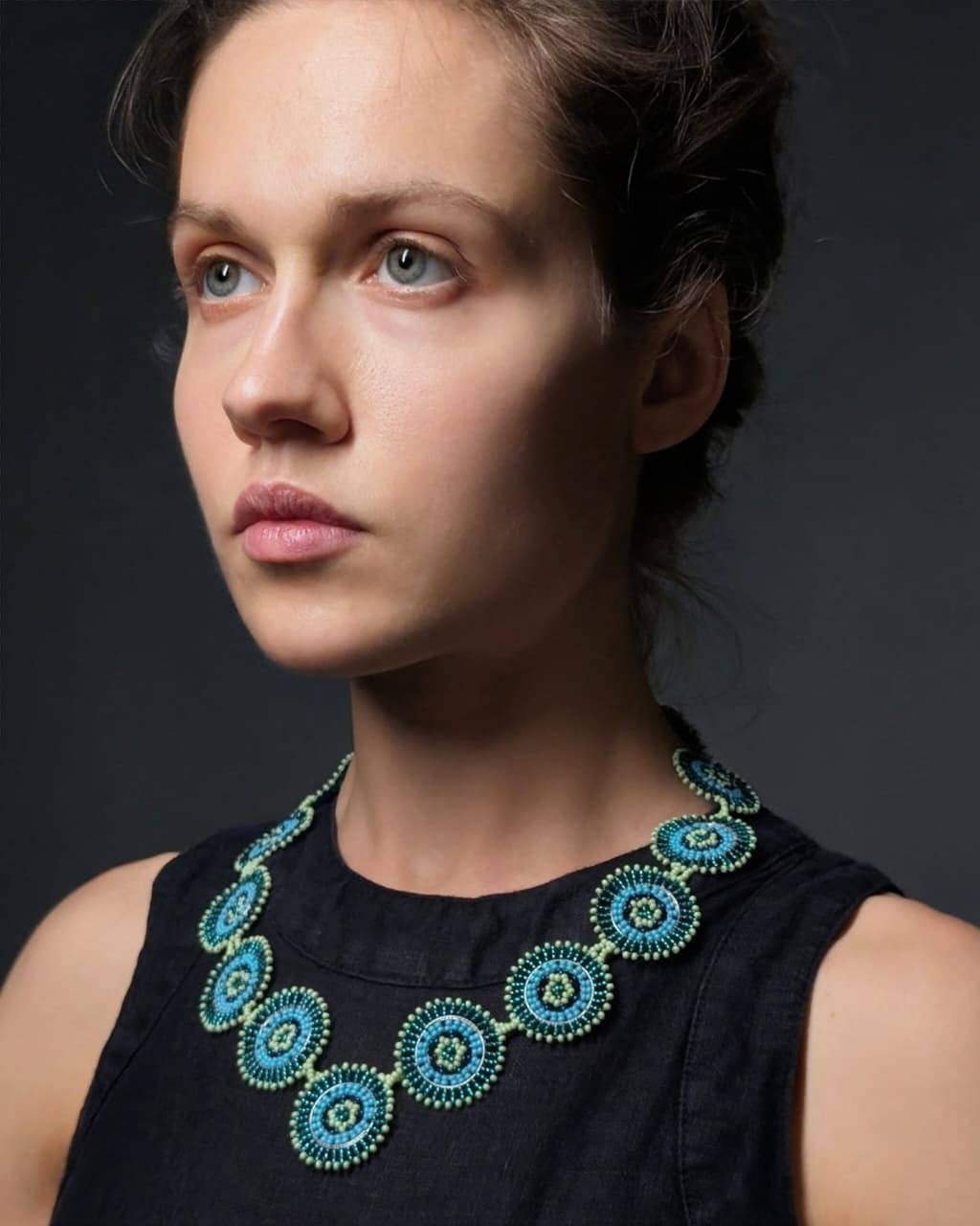 Beaded necklace - disc - African beads