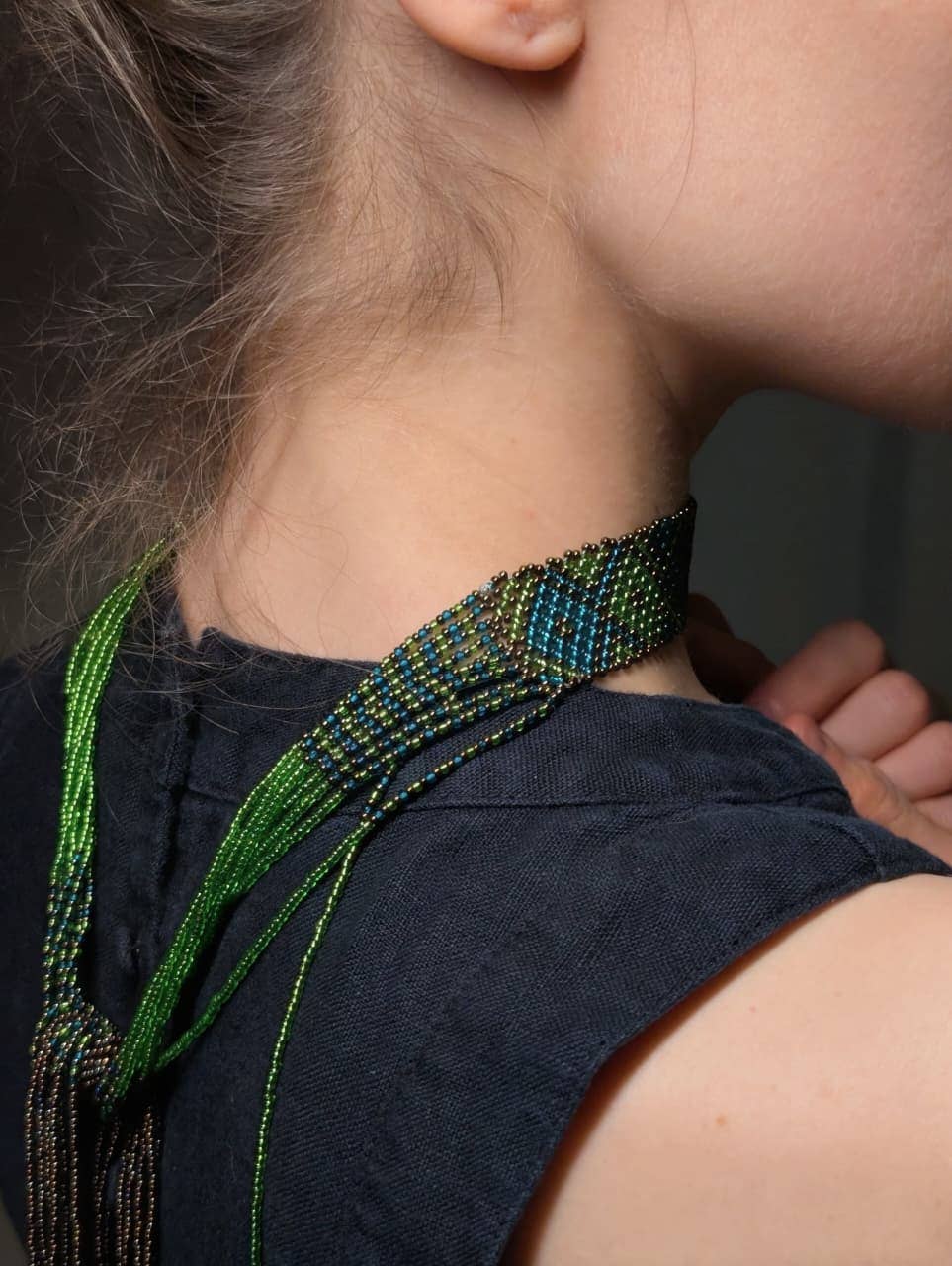 Traditional Beaded Infinity Necklace - multistrand 