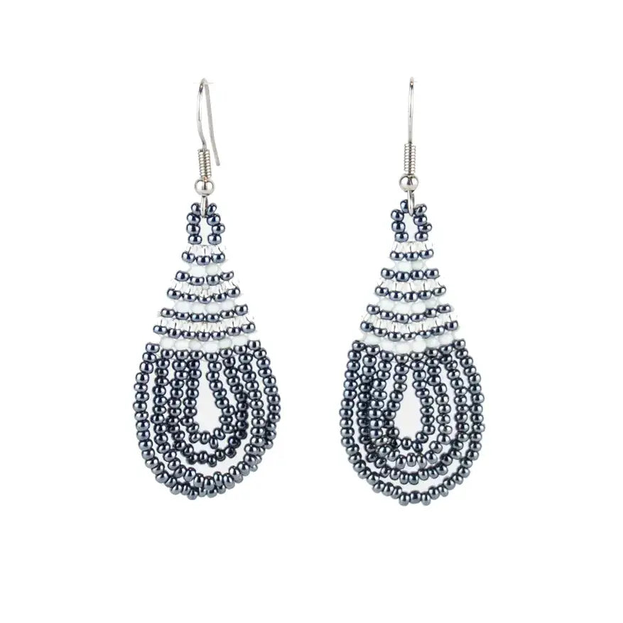 Handmade Beaded Earring - Teardrop - African Beads