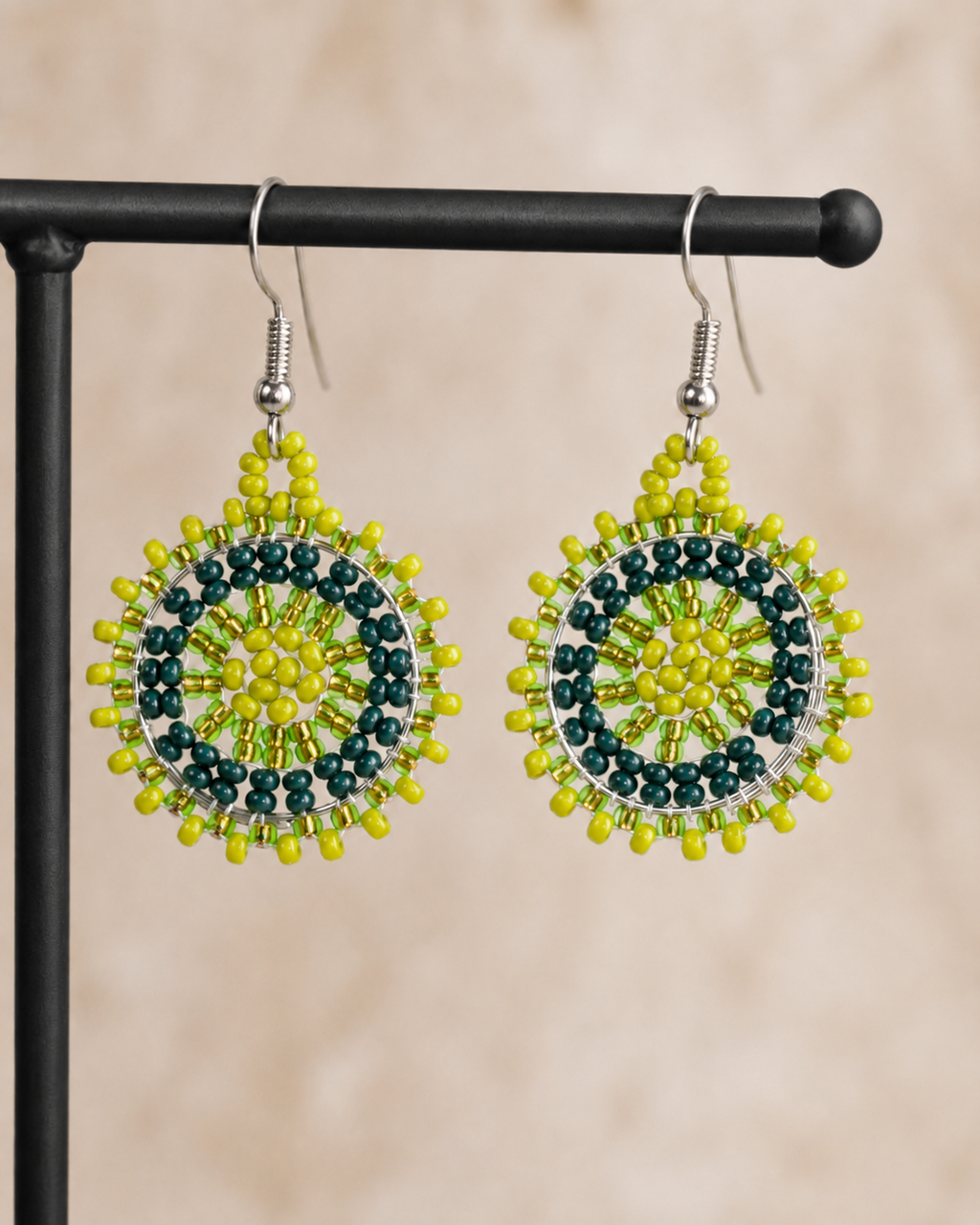 Artisan Ethnic Beaded Earring - disc earring small