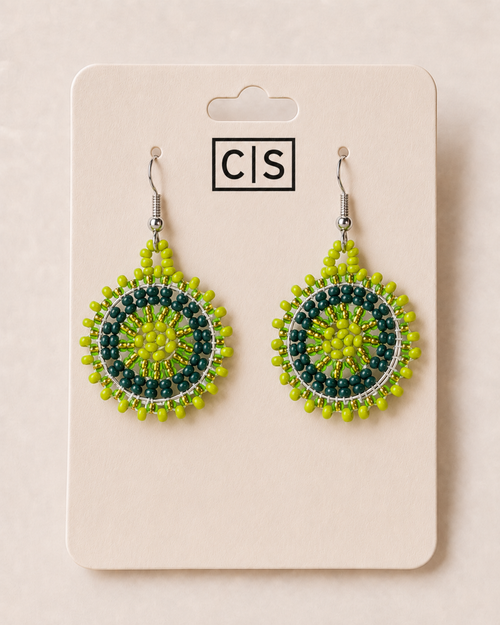 Artisan Ethnic Beaded Earring - disc earring small
