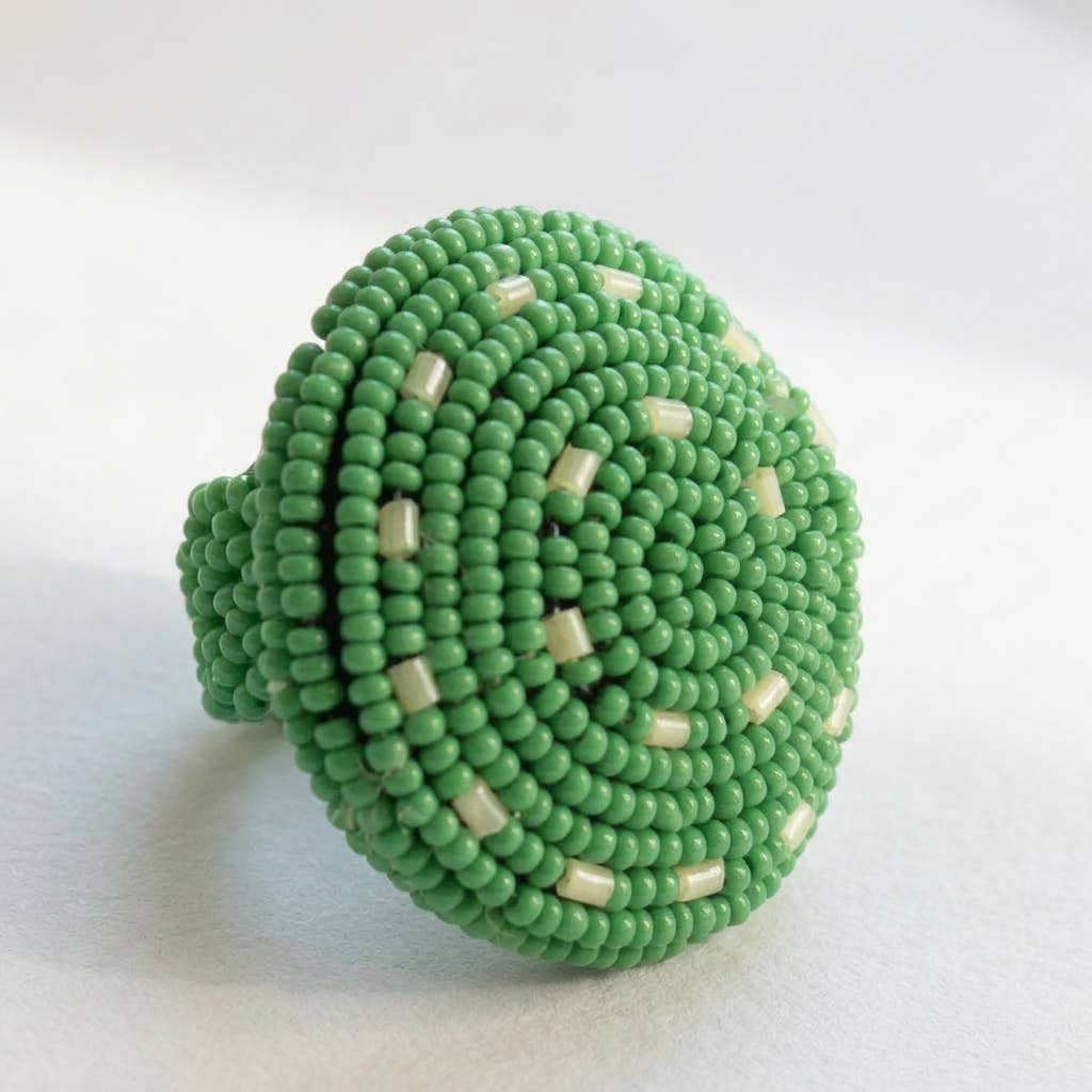 Handmade Beaded Round Ring - large - African beads