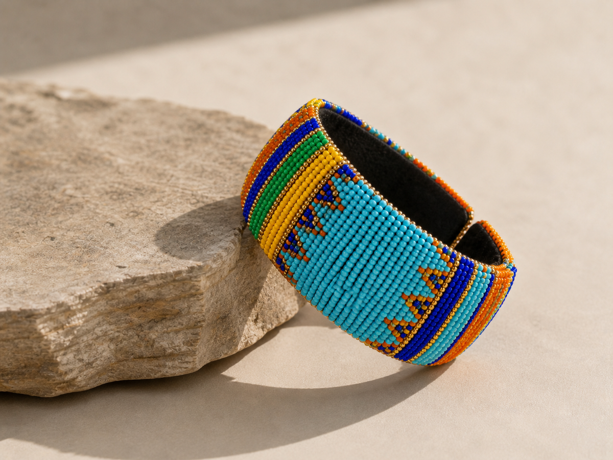 Beaded Bangle Bracelet - Handmade African jewelry
