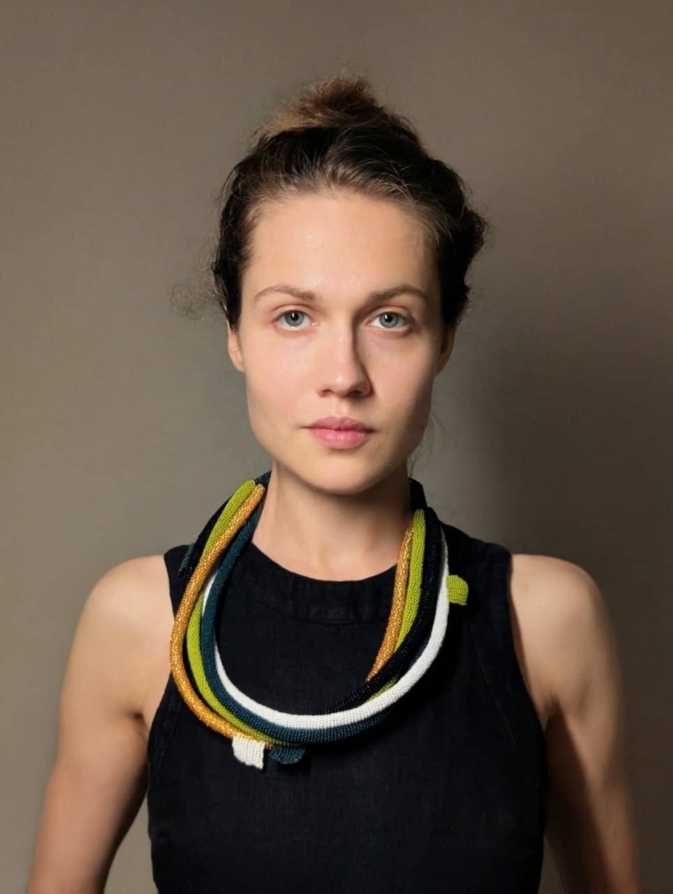 Beaded necklace - Abstract, 5 ropes - African beads