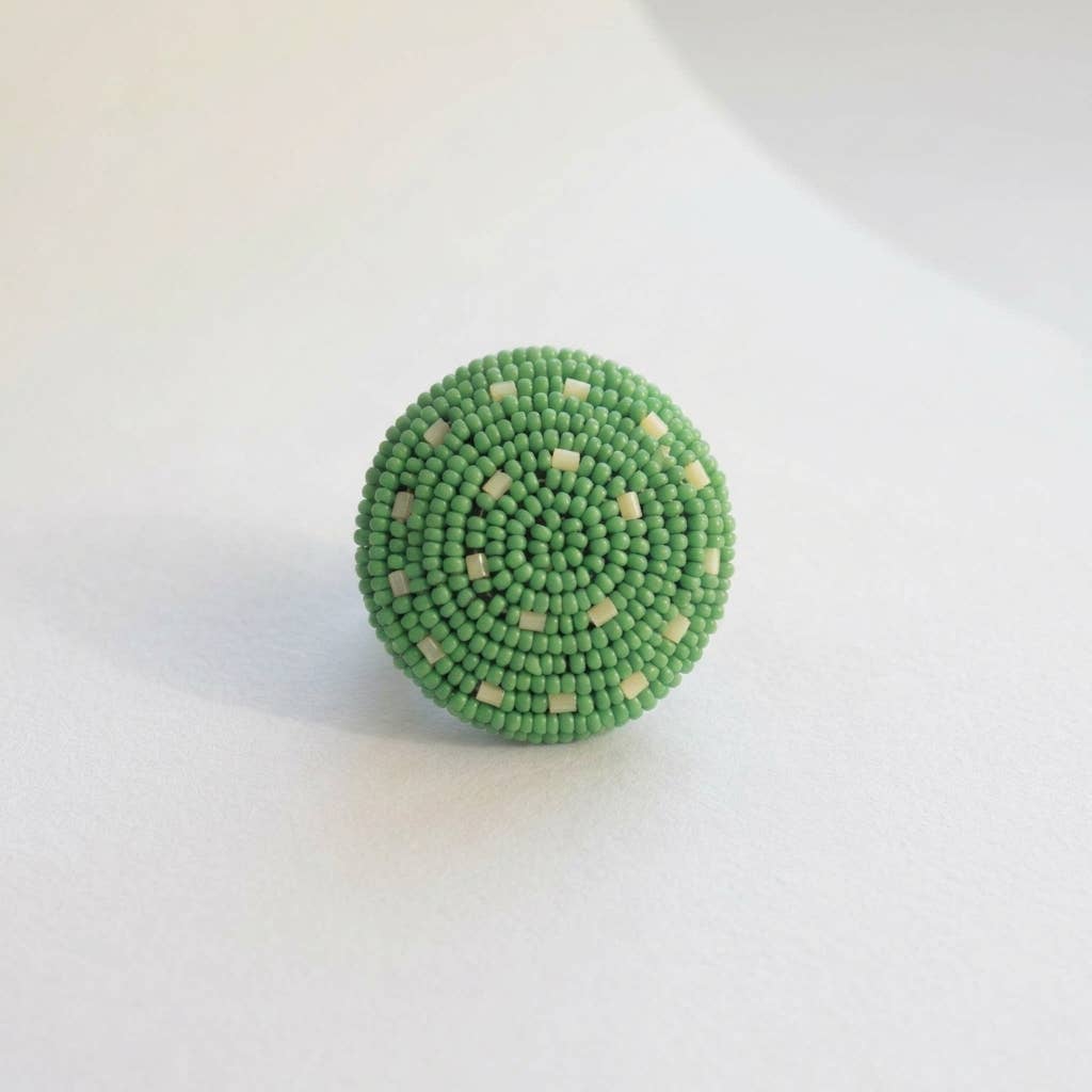 Handmade Beaded Round Ring - large - African beads