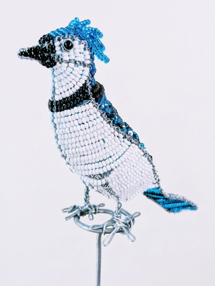 Artisan Beaded Bird Stakes - Ethnic, Eclectic, African Beads