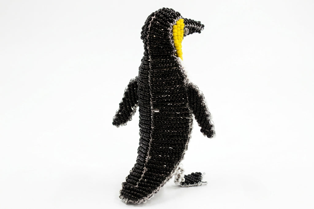 Hand-Beaded Wire Penguin Sculpture