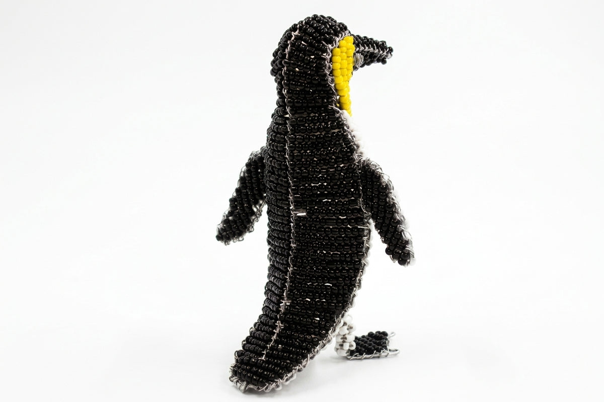 Hand-Beaded Wire Penguin Sculpture
