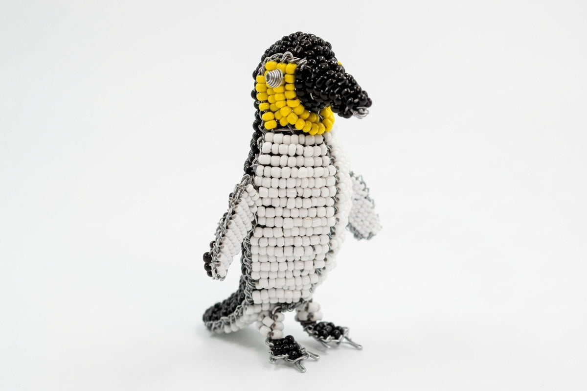 Hand-Beaded Wire Penguin Sculpture