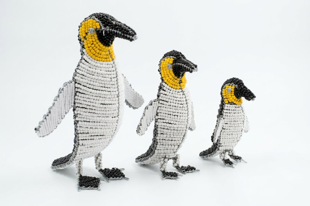 Hand-Beaded Wire Penguin Sculpture