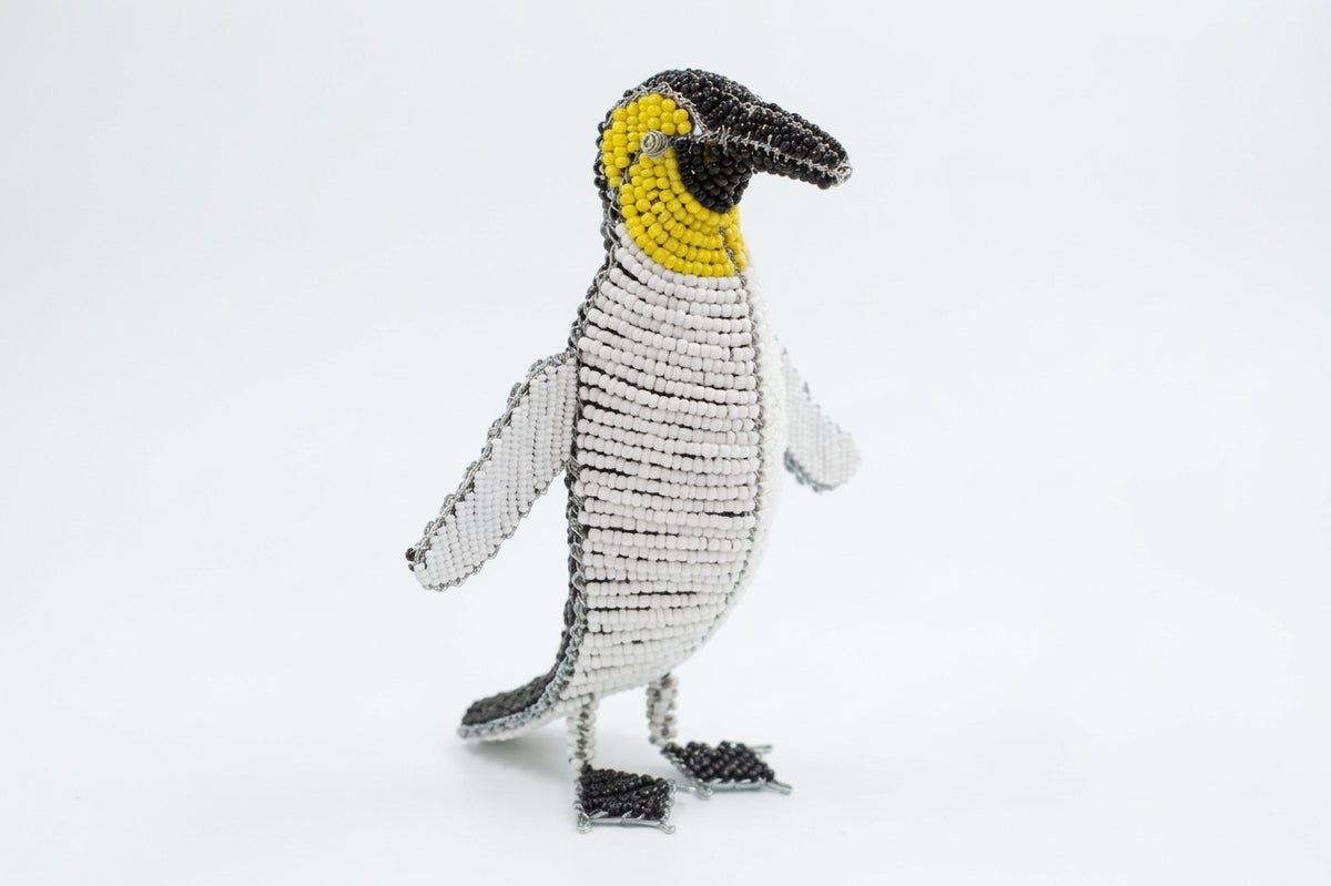 Hand-Beaded Wire Penguin Sculpture