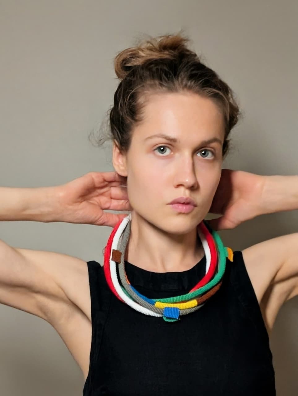 Beaded necklace - Abstract, 5 ropes - African beads