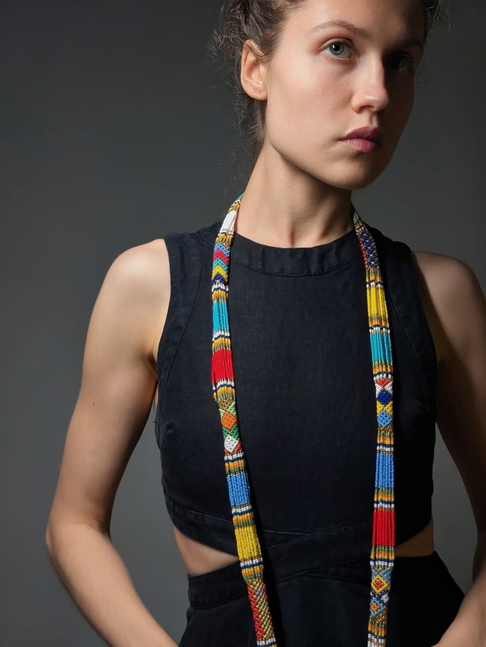 Beaded necklace - 8 tubes - Traditional African jewelry