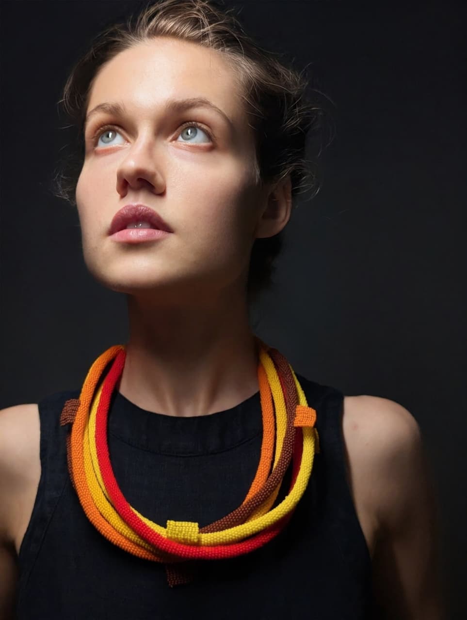 Beaded necklace - Abstract, 5 ropes - African beads
