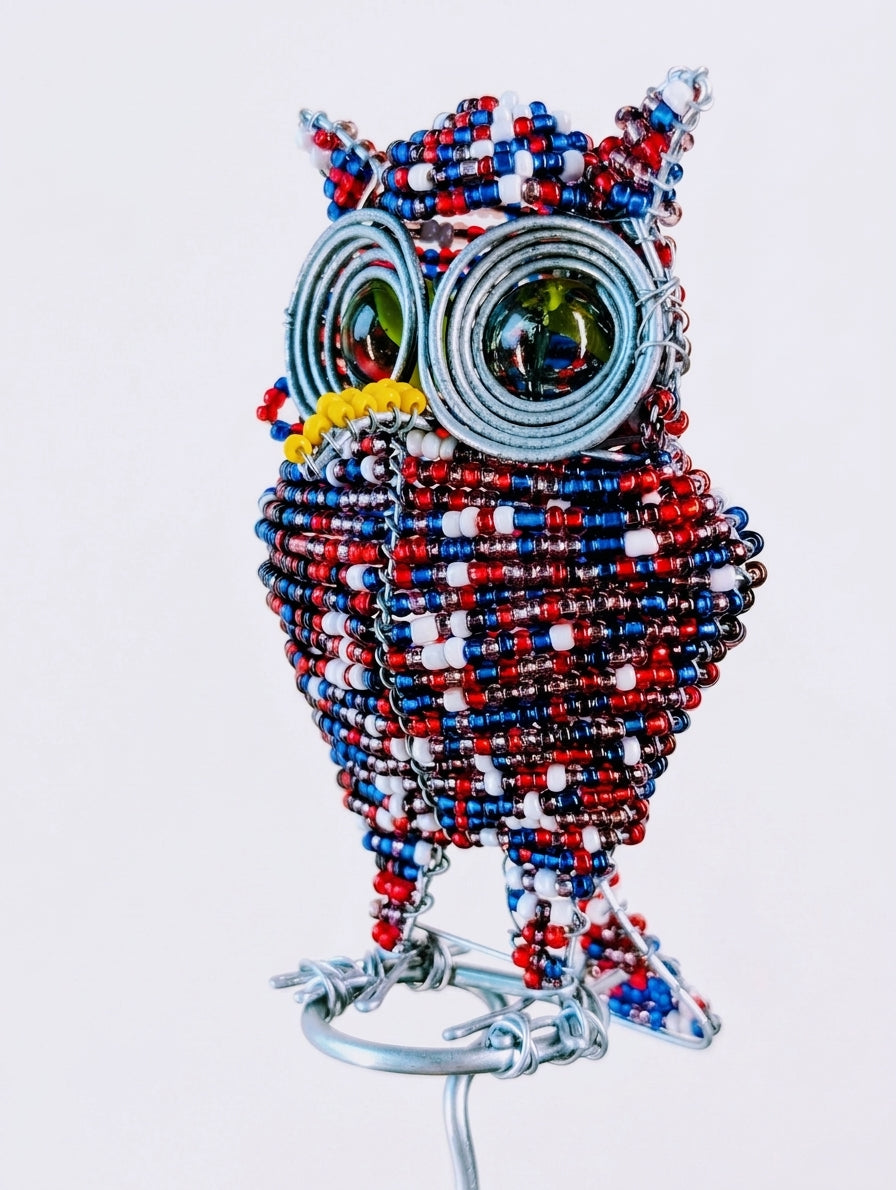 Artisan Beaded Bird Stakes - Ethnic, Eclectic, African Beads