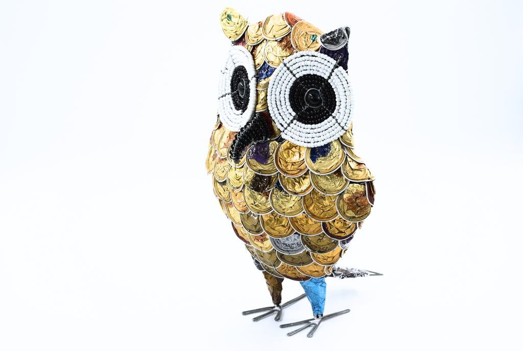 Upcycled Coffee Capsule Owl Sculpture