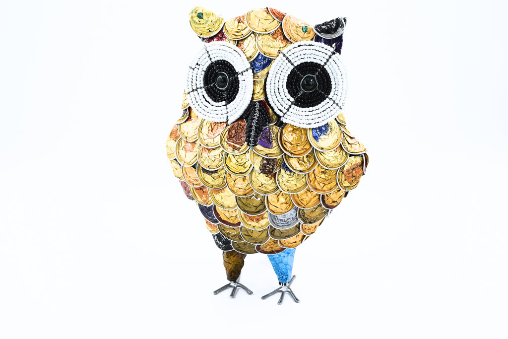 Upcycled Coffee Capsule Owl Sculpture