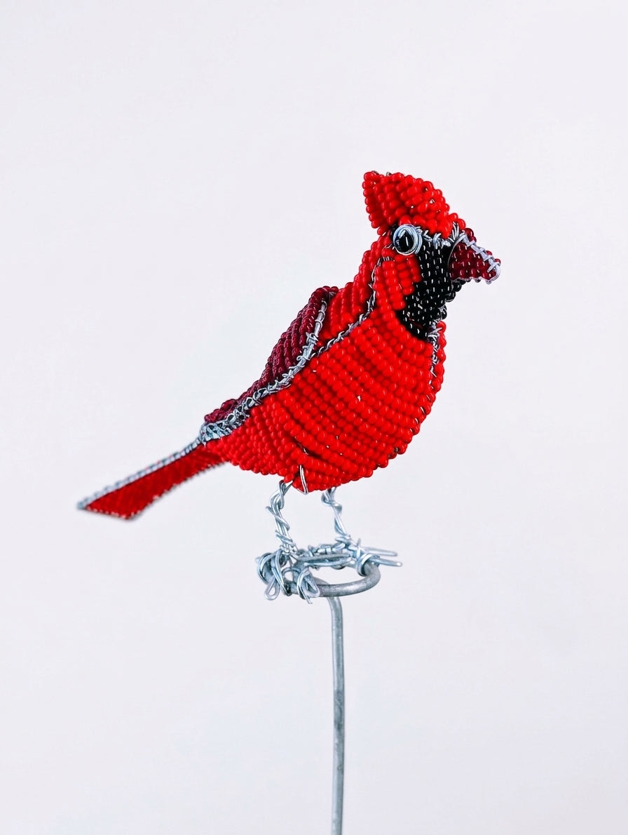 Artisan Beaded Bird Stakes - Ethnic, Eclectic, African Beads