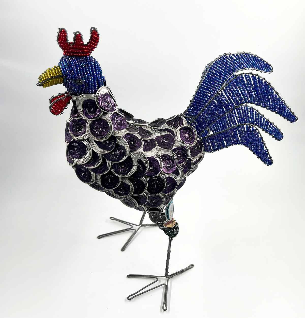 Large Upcycled Coffee Capsule Rooster Sculpture