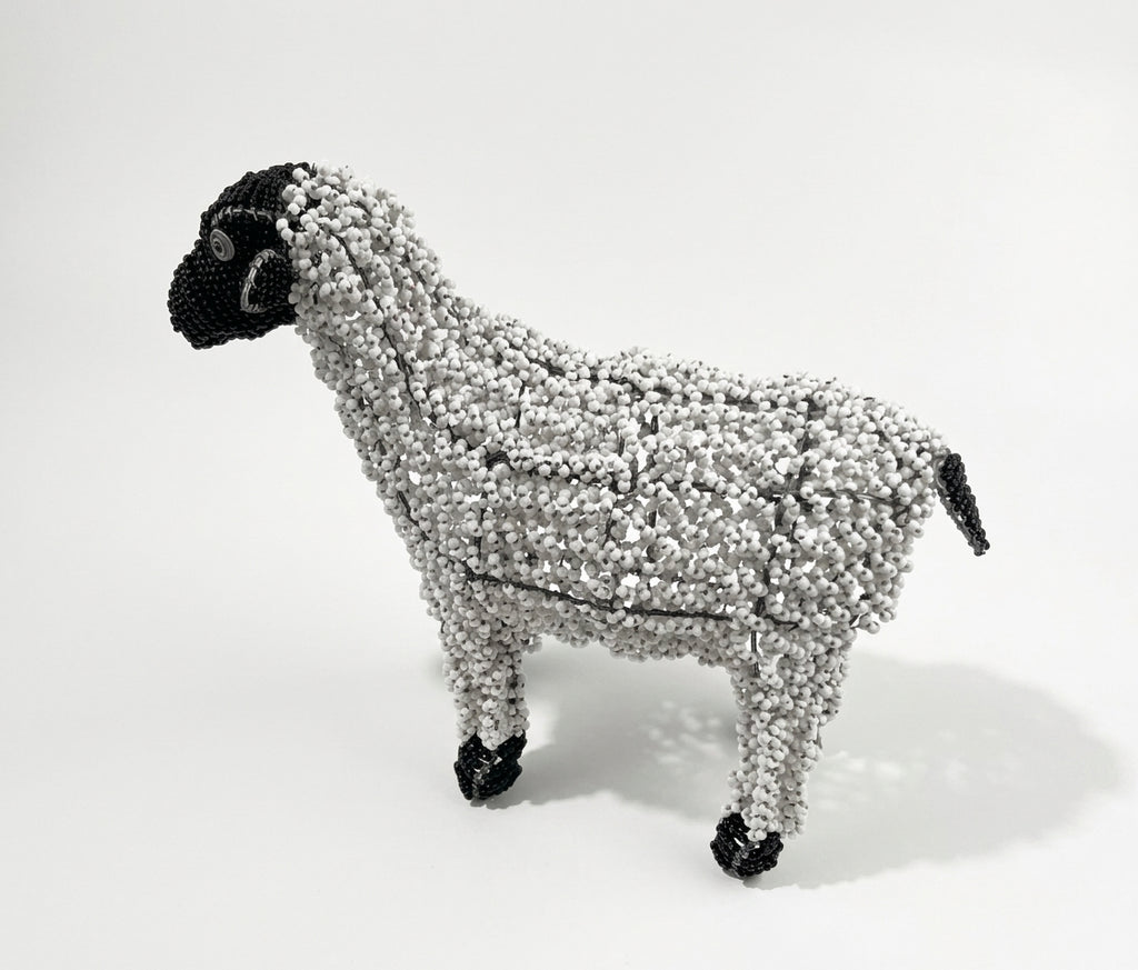 Hand-Beaded Wire Farm Animals – Sheep, Duck & Roosters