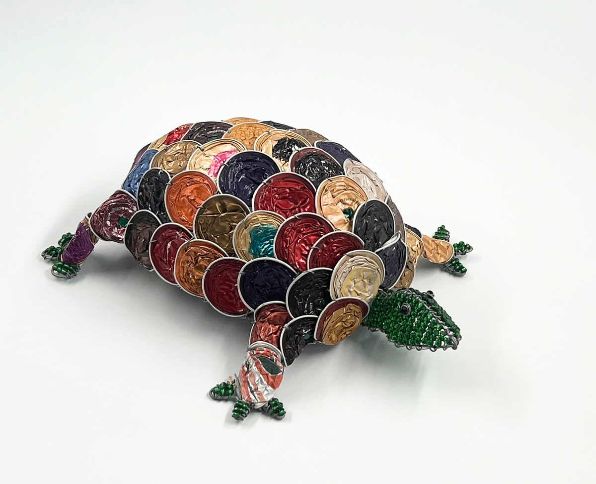 Large Upcycled Coffee Capsule Tortoise Sculpture