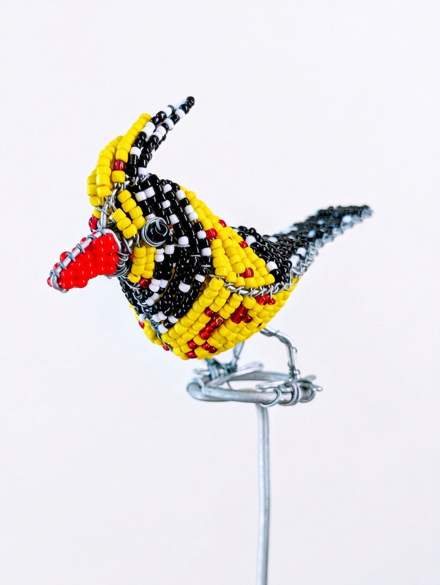 Artisan Beaded Bird Stakes - Ethnic, Eclectic, African Beads