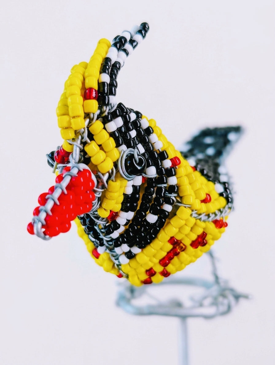 Artisan Beaded Bird Stakes - Ethnic, Eclectic, African Beads