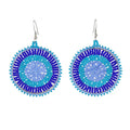 Hadmade Beaded earring - large disc - African beads