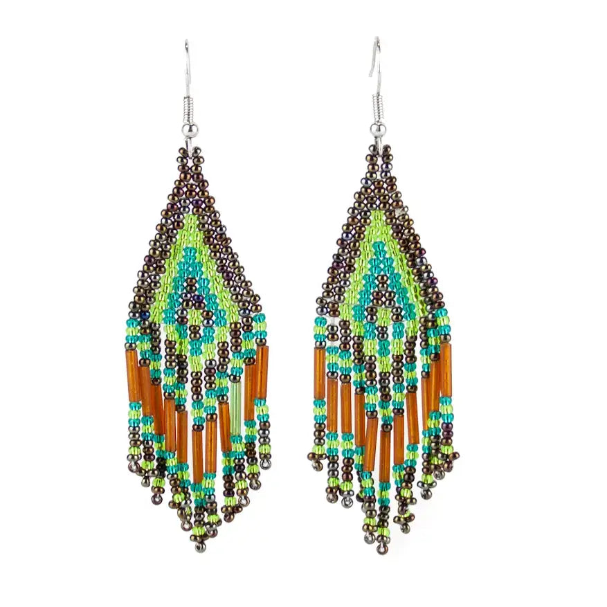 Ethnic Beaded Earring - Triangle Dangle - African beads