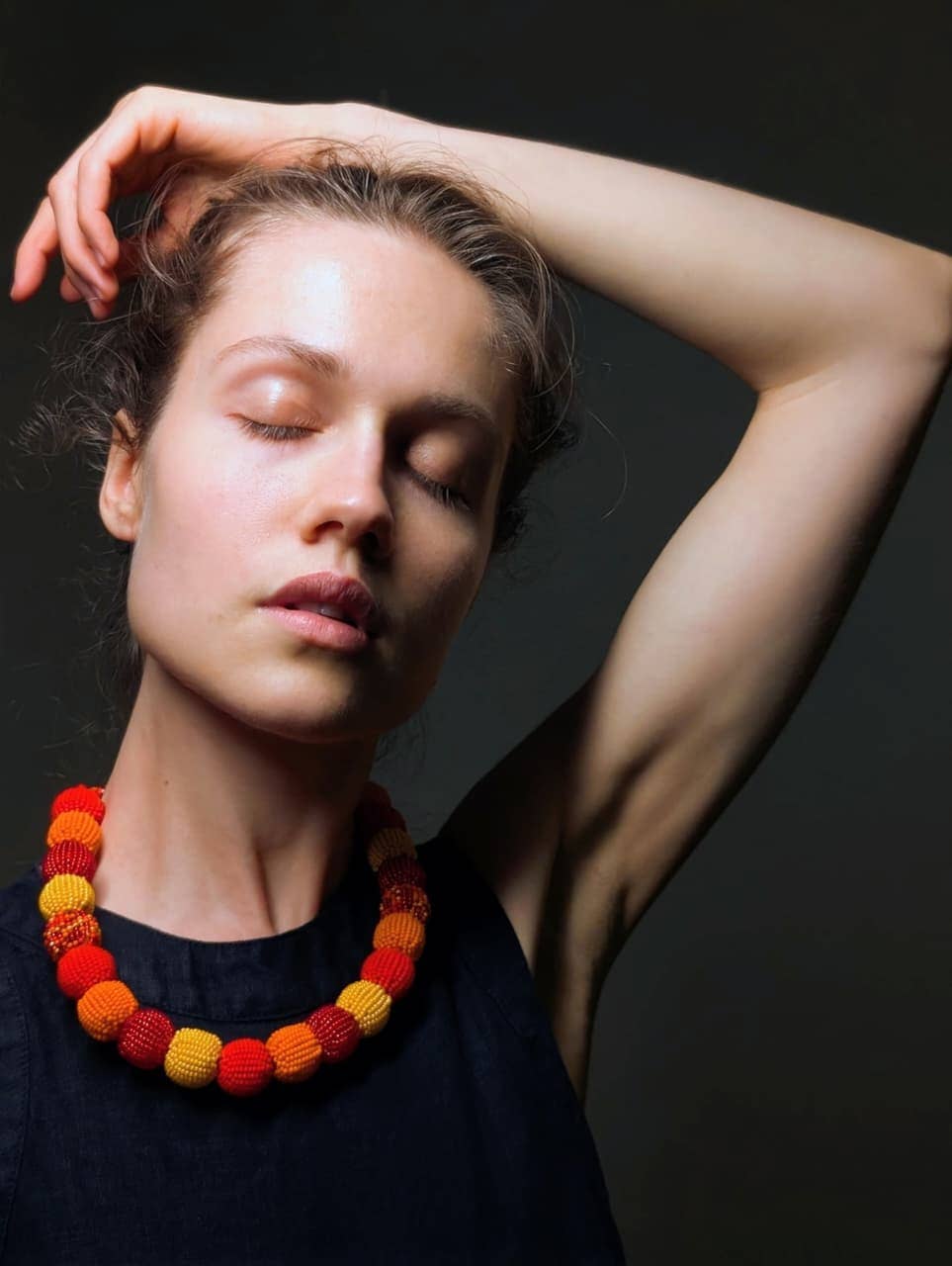 Contemporary beaded necklace -  handmade Ball 