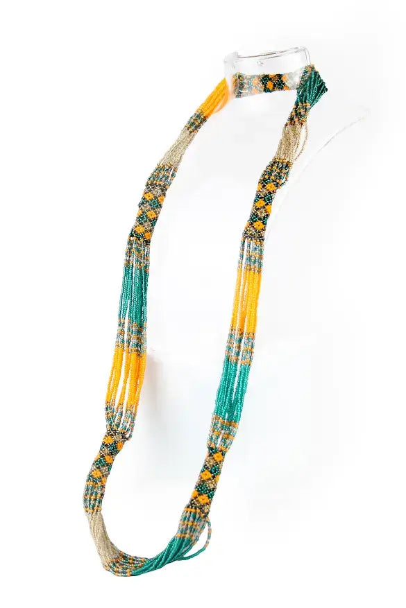Beaded necklace - 5 tubes - African beads