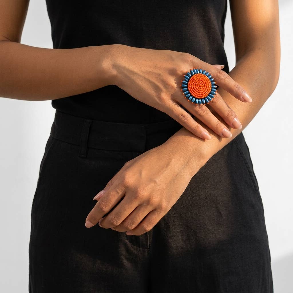 Contemporary Beaded Ring - handmade African jewelry