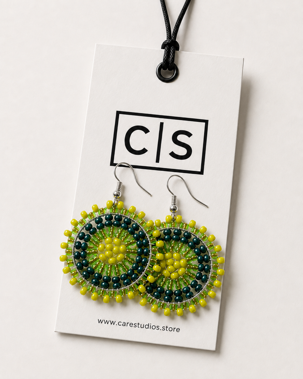Artisan Ethnic Beaded Earring - disc earring small