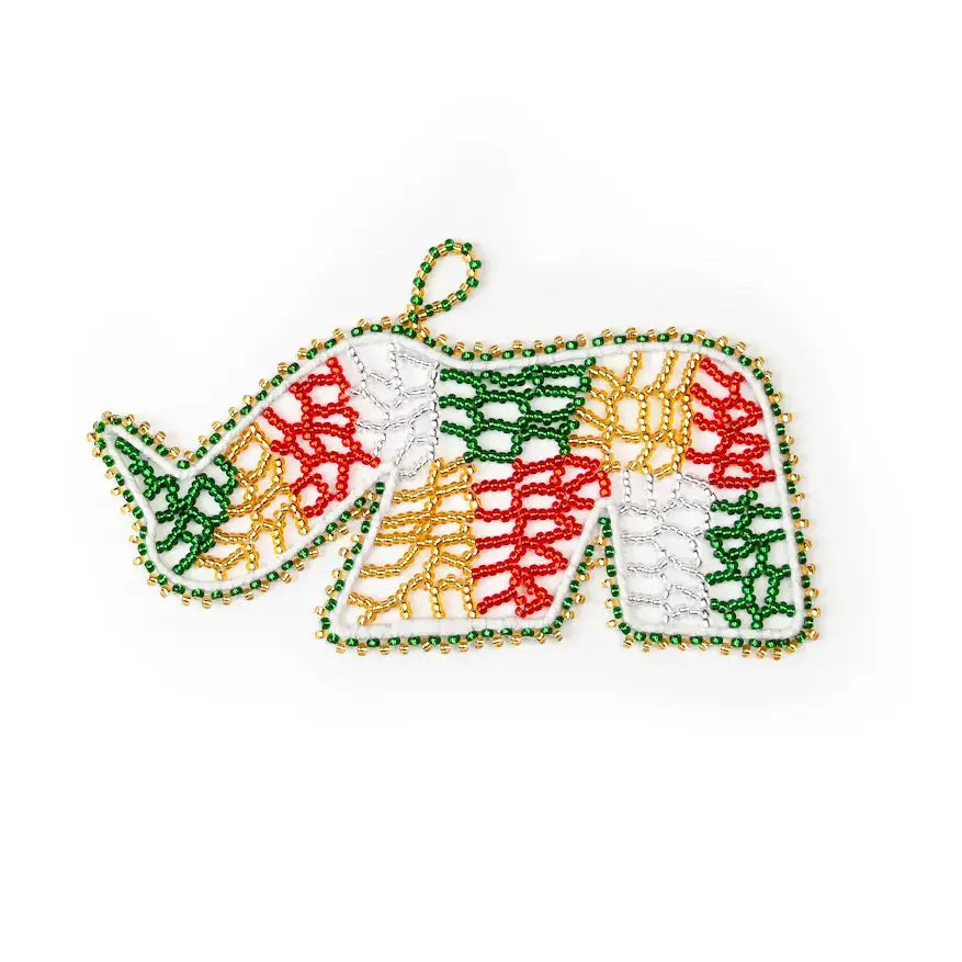 Beaded Rhino Ornament - flat