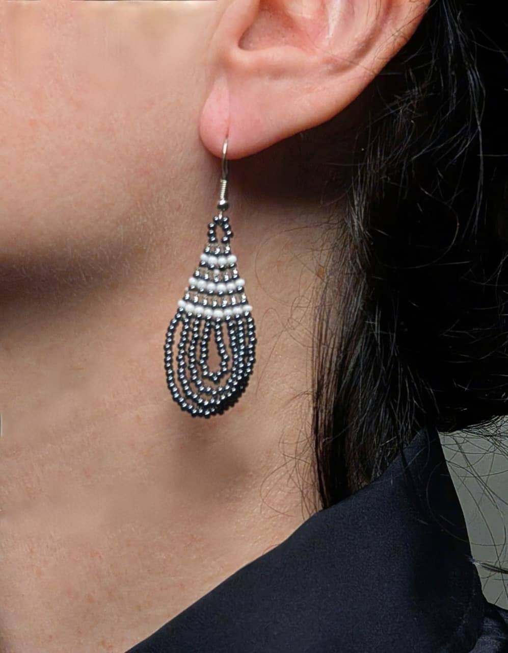 Handmade Beaded Earring - Teardrop - African Beads