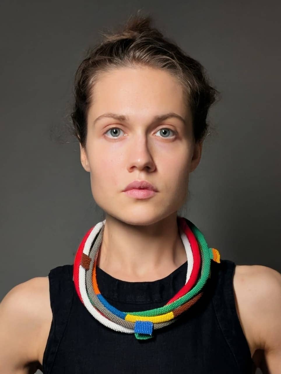 Beaded necklace - Abstract, 5 ropes - African beads