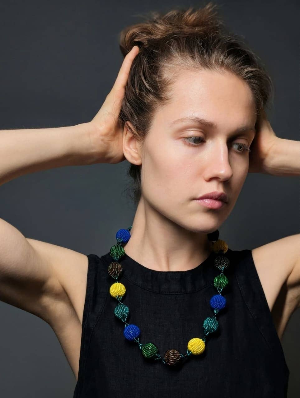 Beaded necklace - handmade loose ball - African jewelry