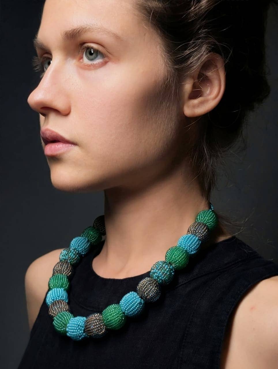 Contemporary beaded necklace -  handmade Ball 