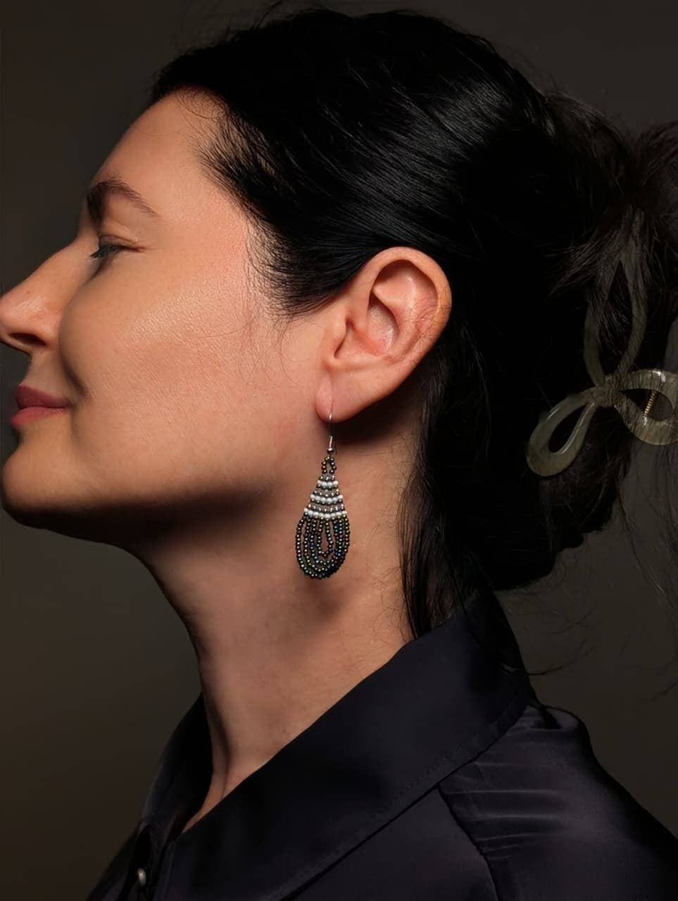 Handmade Beaded Earring - Teardrop - African Beads