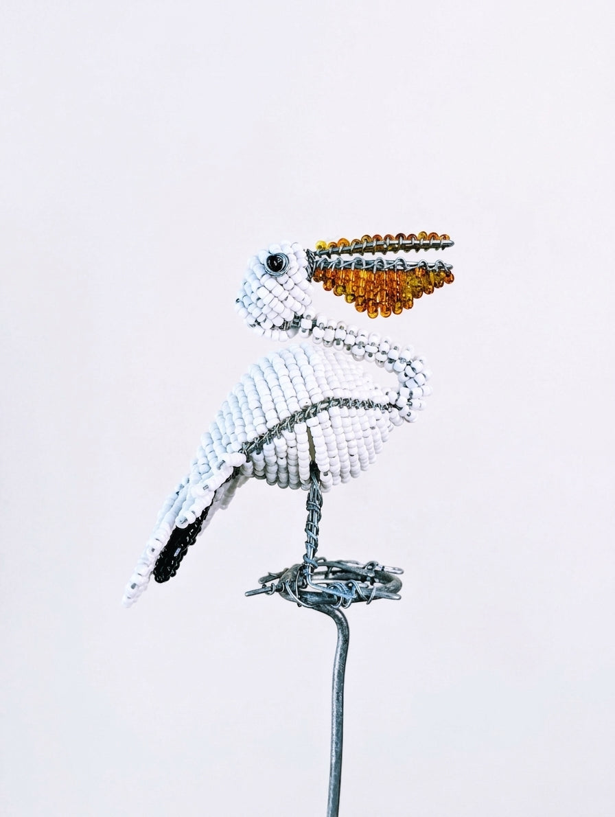 Artisan Beaded Bird Stakes - Ethnic, Eclectic, African Beads